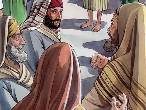 Llevaron ante los fariseos al que había sido ciego. (Era sábado cuando Jesús hizo el barro y le abrió los ojos al ciego.) Por eso los fariseos le preguntaron cómo había recibido la vista. – Número de diapositiva 11