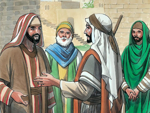 Algunos de los fariseos que estaban con él oyeron esto y le preguntaron: "¿Acaso también nosotros somos ciegos?"<br/>Jesús respondió: "Si fueras ciego, no tendríais pecado, pero ahora, porque decís: "vemos", vuestro pecado permanece". – Número de diapositiva 11