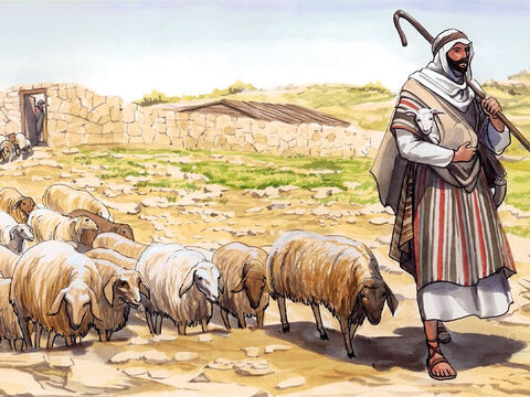 “ y cuando ya han salido todas, camina delante de ellas, y las ovejas lo siguen porque reconocen su voz.” – Número de diapositiva 3