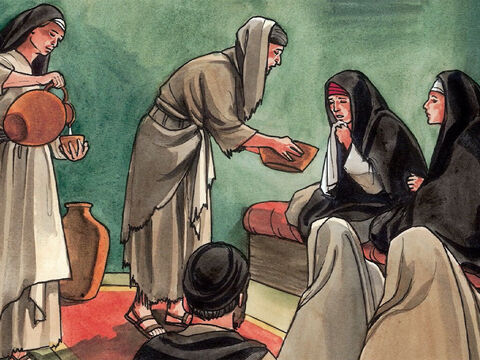 (Betania se hallaba cerca de Jerusalén, a unos tres kilómetros y muchos de los judíos habían ido a visitar a Marta y a María, para consolarlas por la muerte de su hermano.) – Número de diapositiva 9