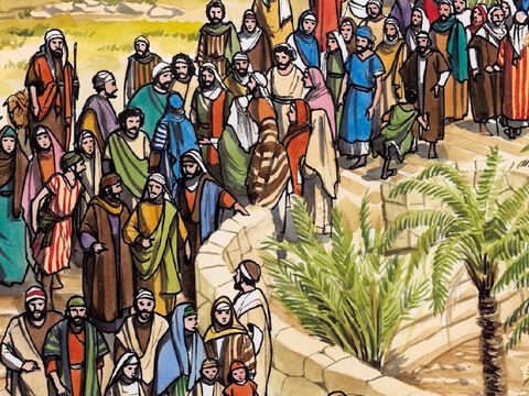 Cuando ya se encontraba Jesús cerca de Jericó, un ciego que estaba sentado junto al camino pidiendo limosna... – Número de diapositiva 1