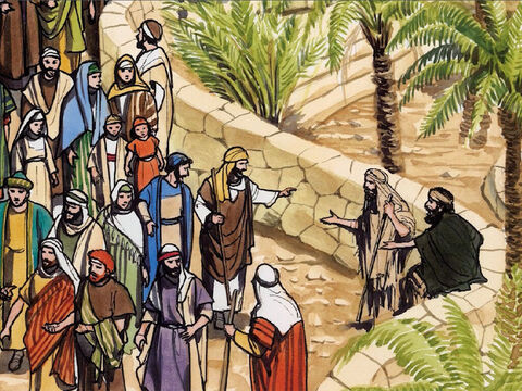 ...al oir que pasaba mucha gente, preguntó qué sucedía. Le dijeron que Jesús de Nazaret pasaba por allí... – Número de diapositiva 2