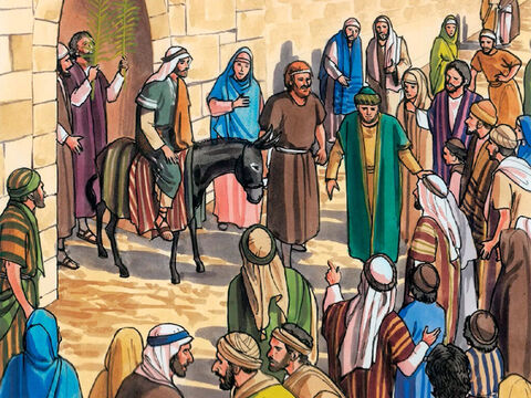 Cuando Jesús entró en Jerusalén, toda la ciudad se alborotó, y muchos preguntaban:”¿Quién es este?” Y la gente contestaba:”Es el profeta Jesús, el de Nazaret de Galilea.”<br/>” – Número de diapositiva 8