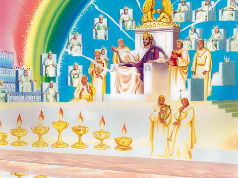 "Cuando el Hijo del hombre venga, rodeado de esplendor y de todos sus ángeles, se sentará en su trono glorioso. – Número de diapositiva 1