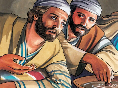 Él, acercándose más a Jesús, le preguntó: “Señor, ¿Quién es?” Jesús le contestó: “Voy a mojar un pedazo de pan, y a quien se lo dé, ese es”. – Número de diapositiva 4