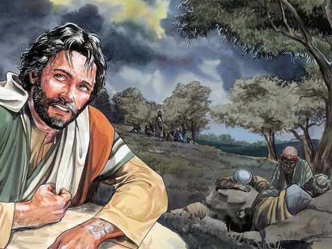 En medio de su gran sufrimiento, Jesús oraba aún más intensamente,... – Número de diapositiva 5