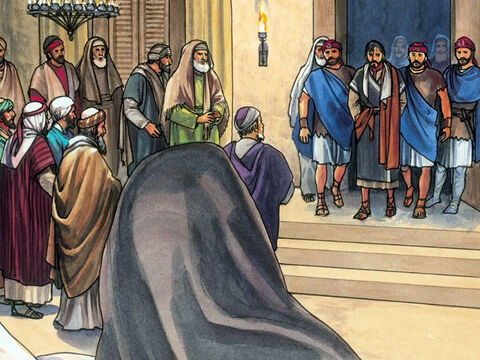 Los que prendieron a Jesús, le llevaron a Caifás, el sumo sacerdote ... – Número de diapositiva 1
