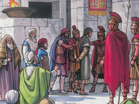 Lo ataron y lo llevaron a Pilato, el gobernador. – Número de diapositiva 9