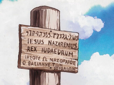 Pilatos tenía un letrero escrito que fue fijado a la cruz que leía, Jesús Nazareno, el Rey de los Judíos ". – Número de diapositiva 9