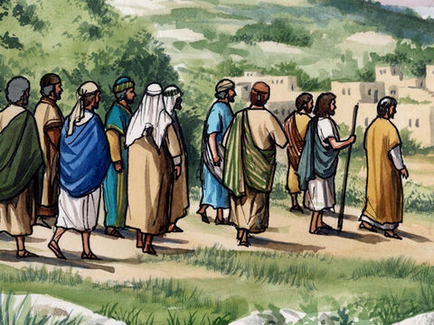 Luego Jesús los llevó fuera de la ciudad, hasta Betania,... – Número de diapositiva 5