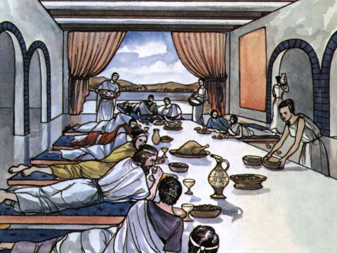 Antes de que los visitantes de Jerusalén enviados por Santiago llegaran a Antioquía, él estaba feliz de comer con los gentiles. – Número de diapositiva 2