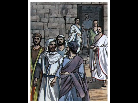 Pero cuando llegaron, comenzó a apartarse de los gentiles. Tenía miedo de esos judíos estrictos que creían que los cristianos gentiles tenían que seguir todas las leyes judías. – Número de diapositiva 3