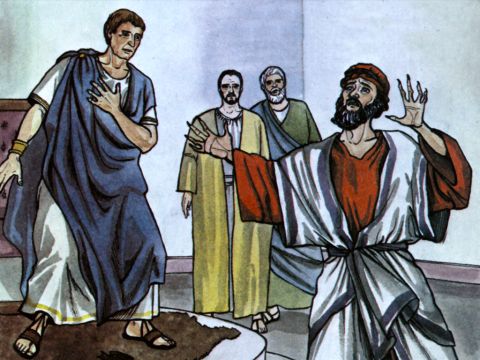 Al instante lo envolvieron tinieblas y oscuridad, y andaba a tientas, buscando a alguien que lo guiara de la mano. Al ver el procónsul lo que había sucedido, creyó, porque estaba admirado de la doctrina del Señor. – Número de diapositiva 15