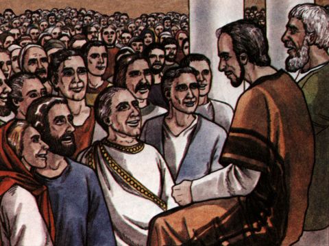 Al llegar allí, reunieron a la iglesia y relataron todas las cosas que Dios había hecho por medio de ellos y cómo había abierto la puerta de la fe a los gentiles. Y se quedaron allí mucho tiempo con los discípulos. – Número de diapositiva 13