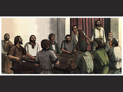 Cuando llegó el día de Pentecostés, los discípulos de Jesús estaban todos juntos en un mismo lugar. – Número de diapositiva 9