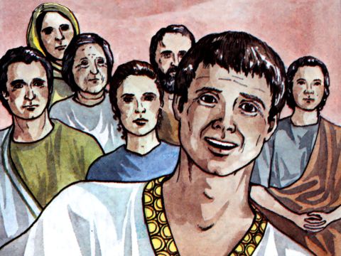 “Nos contó cómo había visto un ángel aparecer en su casa y decir: «Envía a buscar a Simón, que se llama Pedro, a Jope. Él te traerá un mensaje mediante el cual tú y toda tu casa seréis salvos».” – Número de diapositiva 20