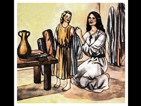 En Jope había una discípula llamada Tabita (en griego su nombre es Dorcas). Ella siempre estaba haciendo el bien y ayudando a los pobres. – Número de diapositiva 5