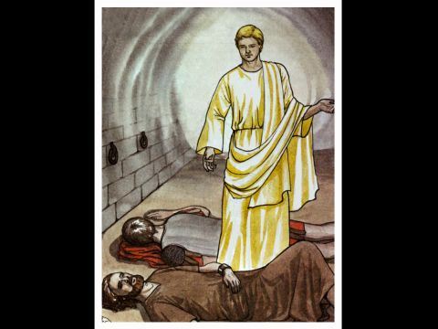 De repente apareció un ángel del Señor y una luz brilló en la celda. – Número de diapositiva 7