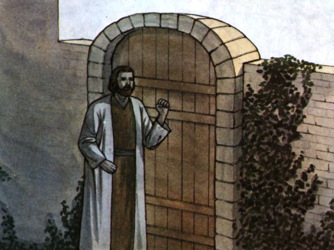 Pedro llamó a la puerta exterior, y una sirvienta llamada Rode salió a abrir. – Número de diapositiva 3