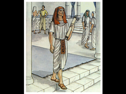 "Moisés fue educado en toda la sabiduría de los egipcios y fue poderoso en palabra y acción". – Número de diapositiva 4