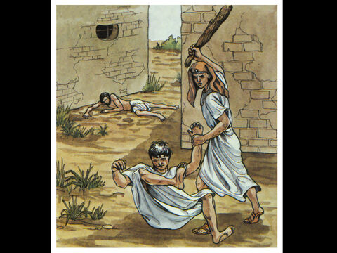 “Cuando Moisés tenía cuarenta años, decidió visitar a su propio pueblo, los israelitas. Vio que uno de ellos era maltratado por un egipcio, así que salió en su defensa y lo vengó matando al egipcio”. – Número de diapositiva 5