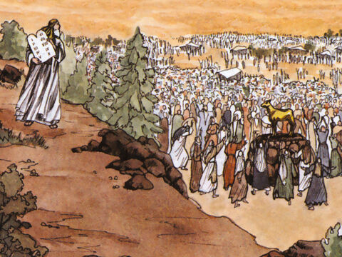 “Este es el Moisés que dijo a los israelitas: «Dios os levantará un profeta como yo de entre vuestro propio pueblo». Estaba en la asamblea en el desierto, con el ángel que le hablaba en el monte Sinaí, y con nuestros antepasados; y recibió palabras vivas para transmitirlas a nosotros”. – Número de diapositiva 11