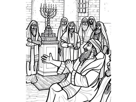 Un hombre con una mano seca es curado por Jesús en la sinagoga.<br/>Mateo 12:1-14, Marcos 3:1-6, Lucas 6:1-11 – Número de diapositiva 6