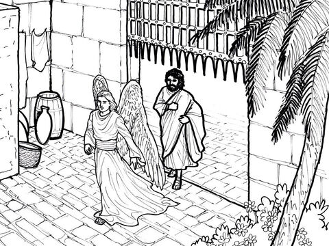 Un ángel saca a Pedro de la prisión. Hechos 12:1-18 – Número de diapositiva 8