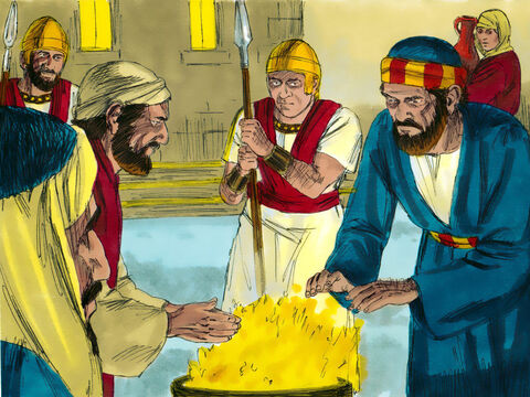 Pedro lo siguió, directamente al patio del sumo sacerdote y se sentó con los guardias, calentándose junto al fuego. – Número de diapositiva 13