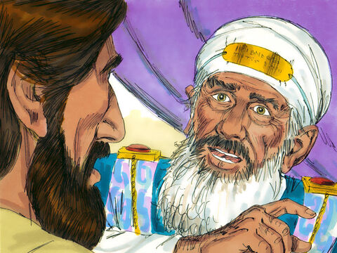 El sumo sacerdote le preguntó a Jesús: “¿Eres tú el Mesías, el Hijo del Bendito?” – “Lo soy” – dijo Jesús – "Y verán al Hijo del Hombre sentado a la diestra del Poderoso y viniendo sobre las nubes del cielo". – Número de diapositiva 17
