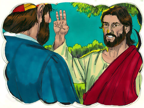 Jesús se volvió y miró a Pedro. Pedro recordó lo que Jesús había dicho antes: “Antes que cante el gallo, me negarás tres veces”. – Número de diapositiva 23