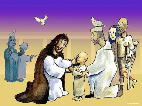 Los ciegos y los cojos venían a Jesús al templo y Él los sanaba. – Número de diapositiva 7