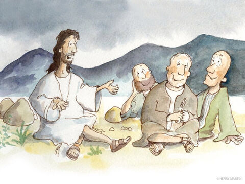 Así que Jesús se sentó con sus discípulos y comenzó a enseñar a la gran multitud que se había reunido. – Número de diapositiva 3