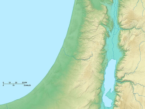Mapa de Israel que muestra las regiones central y meridional. En el sur se encuentra el mar Muerto. – Número de diapositiva 3