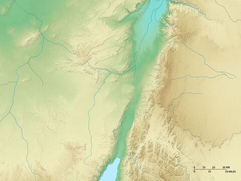 Mapa del desierto del Néguev al oeste con el extremo norte del Golfo de Aqabar que lleva al mar Rojo en el sur. El desierto de Arabia del Norte al este. – Número de diapositiva 6