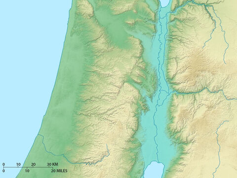 Mapa de las regiones centrales de Israel en el que se muestra el valle de la fosa del Jordán, las montañas centrales y la llanura costera. – Número de diapositiva 8