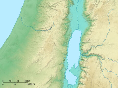 Mapa del sur de Israel que muestra el mar Muerto, las colinas de Judea y la llanura costera. – Número de diapositiva 9