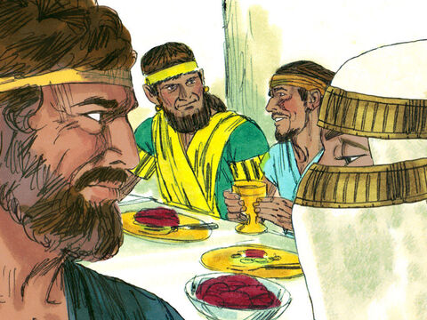 Al finalizar los siete años, Labán dio un banquete de boda. Pero Labán le dio a Lea por esposa y no a Raquel. – Número de diapositiva 9