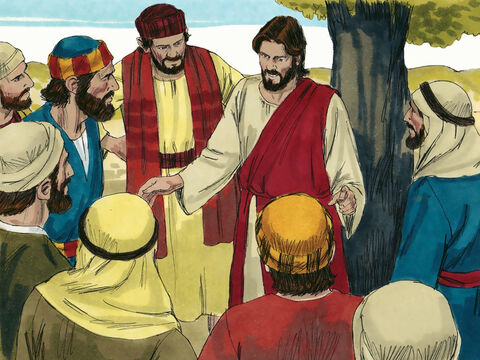 Jesús y sus seguidores iban camino a Jerusalén, pero muchos tenían miedo. Entonces, Jesús apartó a los 12 discípulos a un lado para explicarles lo que iba a suceder. – Número de diapositiva 1