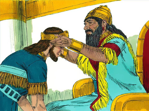 El Rey Nabucodonosor nombró a Sedequías, de 21 años, como su gobernante marioneta de Judá y le dio la responsabilidad de recolectar enormes cantidades de tributos de cosechas e impuestos que se pagarían a los babilonios cada año. – Número de diapositiva 2