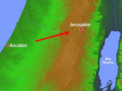 El Rey Nabucodonosor derrotó a la ciudad filistea de Ascalón y luego se dirigió hacia Jerusalén. – Número de diapositiva 17