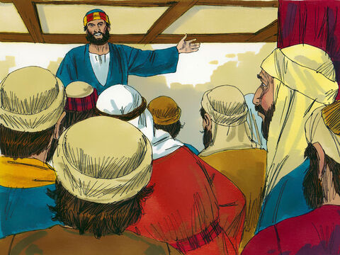 Pedro se paró en el grupo de alrededor de 120 creyentes para hablar del reemplazo de Judas, que había traicionado a Jesús. Las profecías sobre este incidente en el Salmo 69:25 y en el Salmo 109:8 afirman: “Que otro tome su lugar de liderazgo”. – Número de diapositiva 7