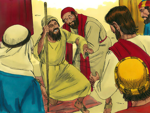 Jesús se detuvo y le dijo a la gente que le trajeran al ciego. Cuando el hombre estuvo cerca, Jesús preguntó: '¿Qué quieres que haga por ti?' – Número de diapositiva 5