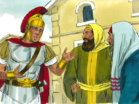 El centurión envió a unos ancianos de los judíos para que le pidieran a Jesús que sanara al siervo del centurión. – Número de diapositiva 3