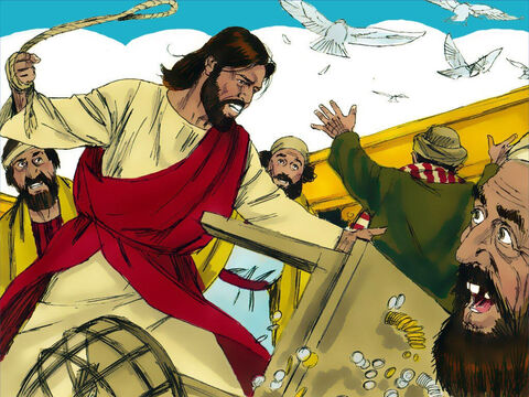 Jesús volcó las mesas de los cambistas corruptos y las sillas de los que vendían palomas. – Número de diapositiva 3