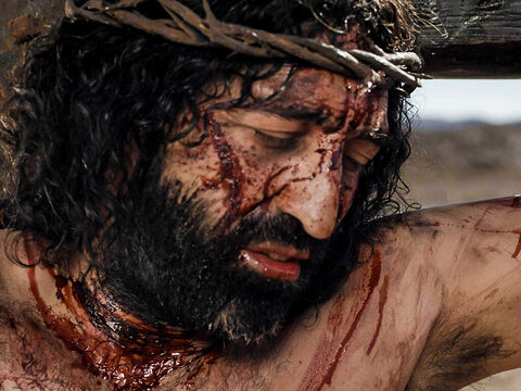 Sin embargo, cuando Jesús ya estaba muerto, un soldado le clavó una lanza en el costado y su sangre se derramó. Se cumplieron las profecías de que "no se romperá ni uno de sus huesos" (Salmo 34:10), y "mirarán al que han traspasado" (Zacarías 12:10). – Número de diapositiva 15