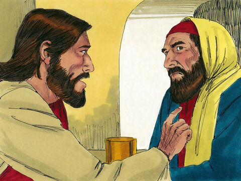 Jesús sabía lo que su anfitrión estaba pensando.<br/>–Simón –le dijo al fariseo–, tengo algo que decirte.<br/>–Está bien, Maestro –respondió Simón–, dímelo. – Número de diapositiva 6