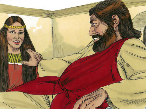 Jesús le dijo a la mujer:<br/>–Tu fe te ha salvado. Ve en paz. – Número de diapositiva 13