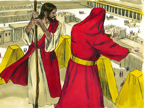 Entonces, el diablo lo llevó a Jerusalén y lo colocó en el punto más alto del templo.<br/>–Si eres el Hijo de Dios –dijo–, arrójate desde aquí, porque está escrito: – Número de diapositiva 4