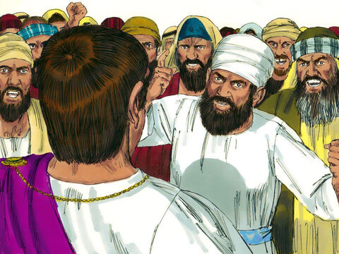 Los principales sacerdotes y ancianos acusaron a Jesús de que él declaraba ser el Rey de los Judíos y que estaba preparando una rebelión. Jesús permaneció callado y esto sorprendió a Pilatos. – Número de diapositiva 3